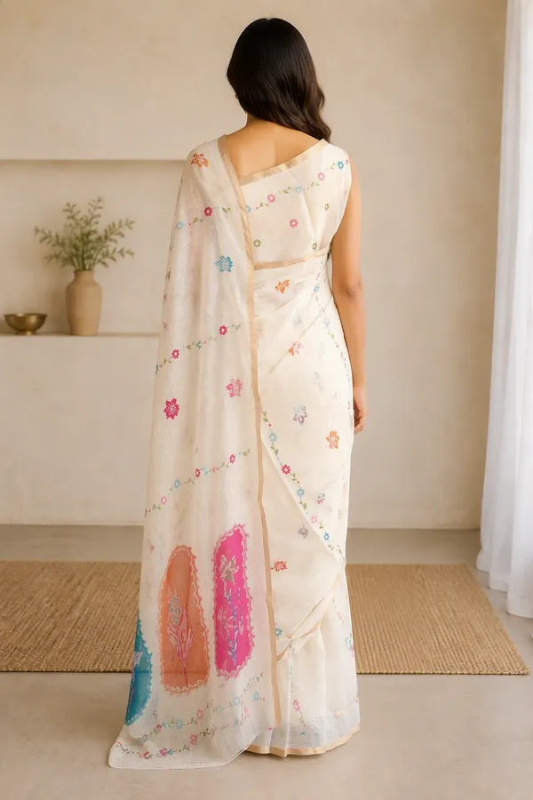Half_White_Beautiful_Printed_Cotton_Casual_Light_Weight_Saree