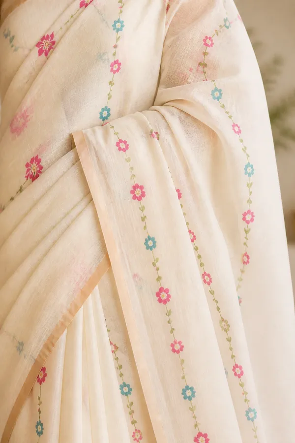 Half_White_Beautiful_Printed_Cotton_Casual_Light_Weight_Saree