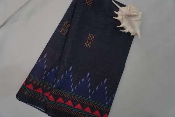 Navy_Blue_Chanderi_Cotton_Printed_Saree_