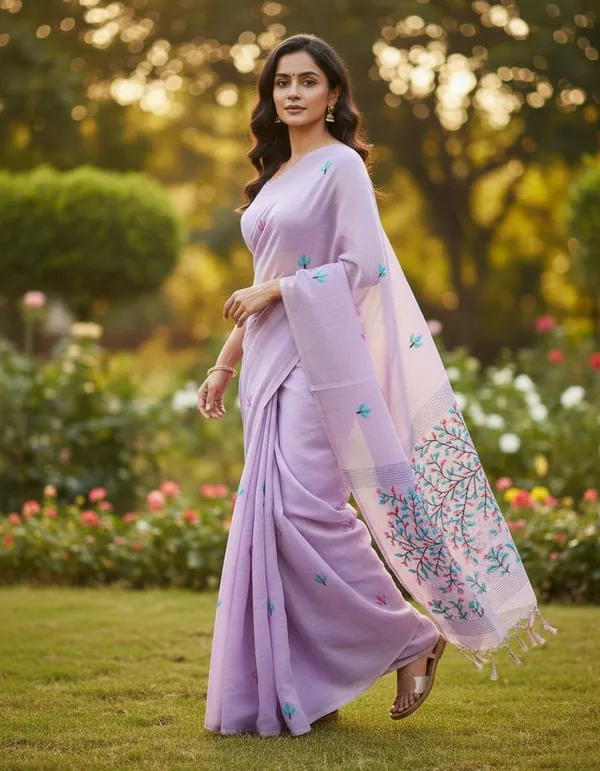 Mauve_color_Beautiful_Thread_Work_Soft_Cotton_Saree