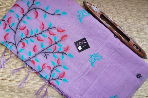 Mauve_color_Beautiful_Thread_Work_Soft_Cotton_Saree