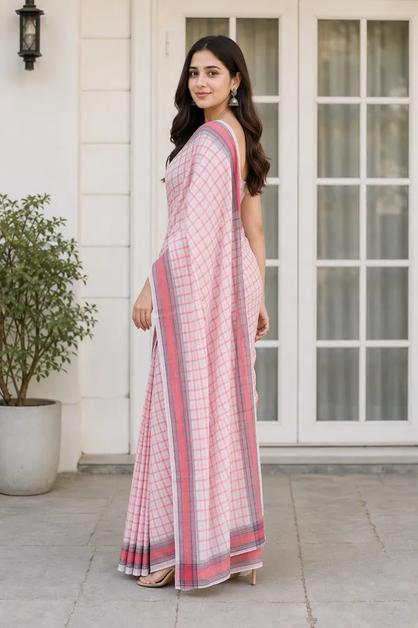 White__color_Chex_design__soft_chanderi_cotton_saree