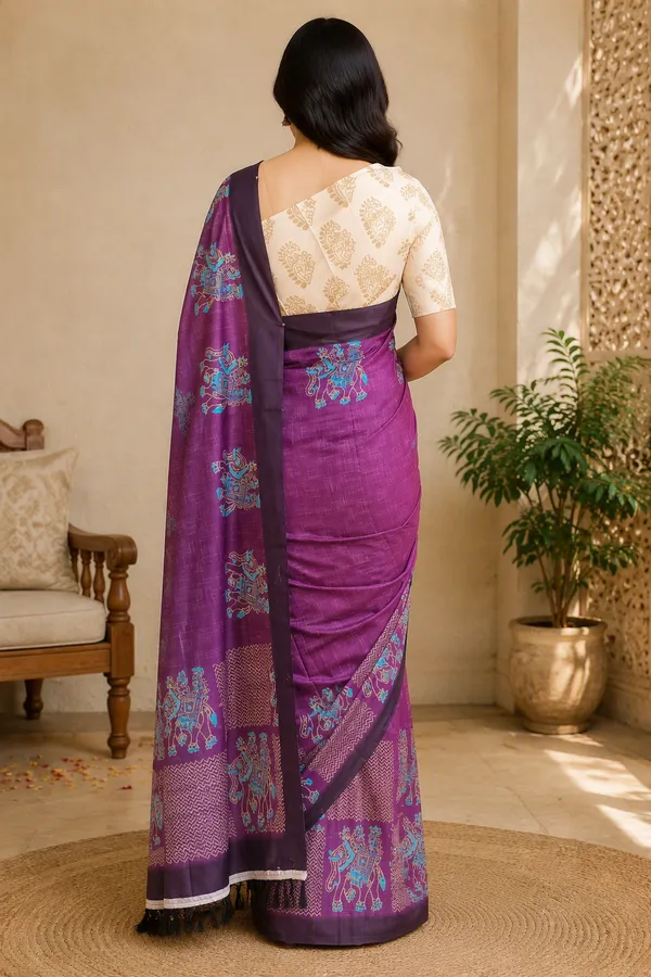 Purple_color_Tusshar_Silk_Beautiful_Printed_Saree