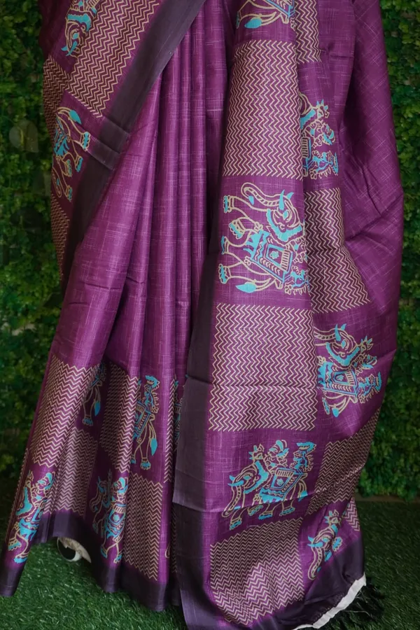 Purple_color_Tusshar_Silk_Beautiful_Printed_Saree