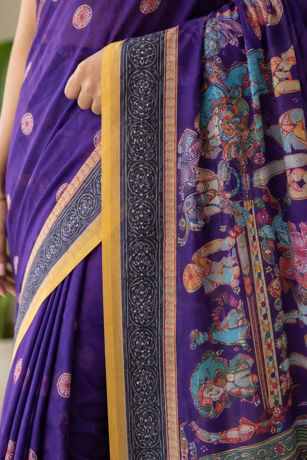 Royal_purple_color_Kalamkari_Printed_Saree