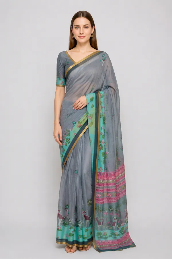 Grey_color_Cotton_Pichwai_Design_Printed_Casual_Light_Weight_Saree_for_Women