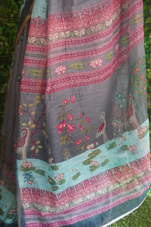 Grey_color_Cotton_Pichwai_Design_Printed_Casual_Light_Weight_Saree_for_Women