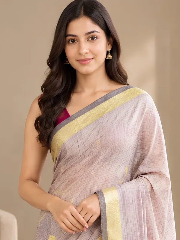 Rosy_Brown_color_Handloom_Woven_Bengal_Cotton_Saree