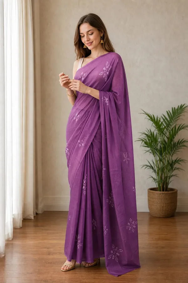 Violet_color_Printed_Chanderi_Cotton_Saree