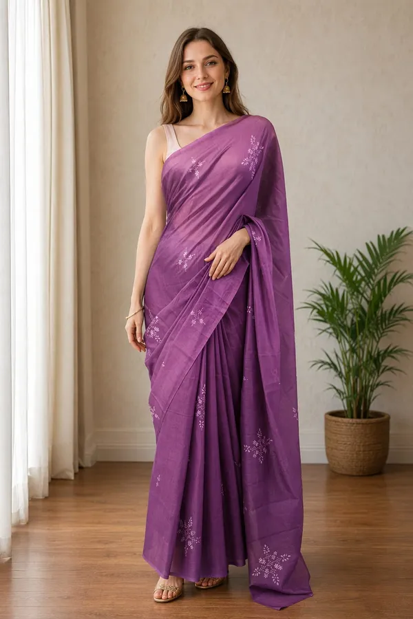 Violet_color_Printed_Chanderi_Cotton_Saree