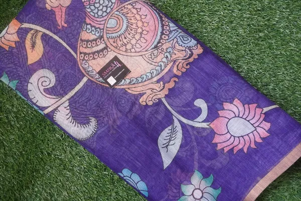 Thanjavur_Painting_Design_Printed_Violet_Colour_Cotton_Casual_Light_Weight_Saree_for_Women