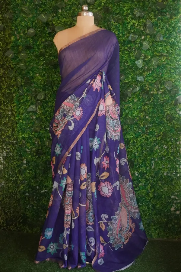 Thanjavur_Painting_Design_Printed_Violet_Colour_Cotton_Casual_Light_Weight_Saree_for_Women