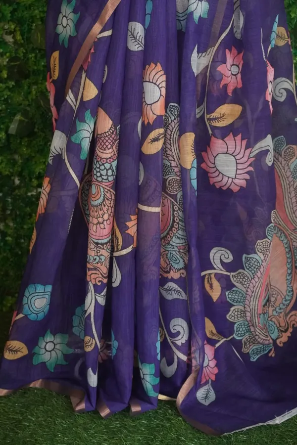 Thanjavur_Painting_Design_Printed_Violet_Colour_Cotton_Casual_Light_Weight_Saree_for_Women