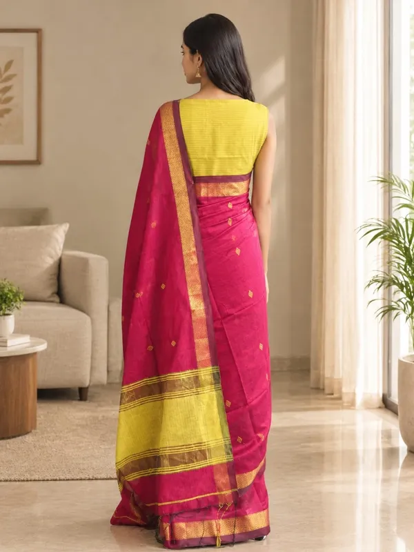 Maroon_color_Handloom_Woven_Bengal_Cotton_Saree