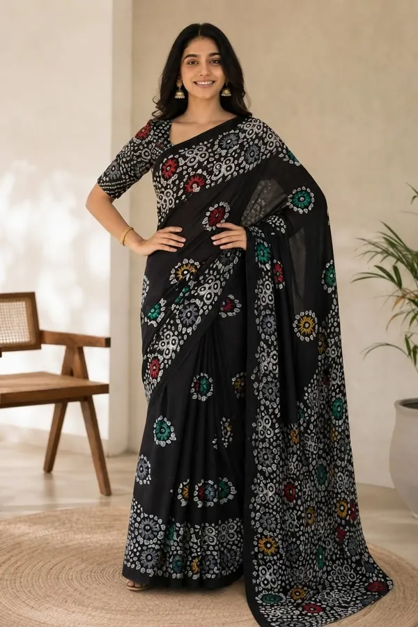 Black_and_White_Printed_Pure_Mul_Cotton_Saree_For_Women