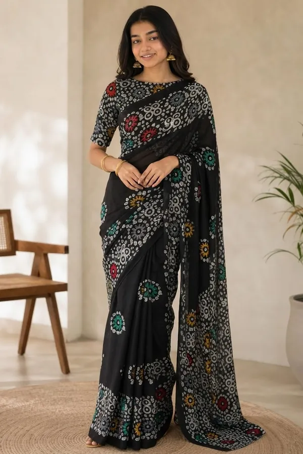Black_and_White_Printed_Pure_Mul_Cotton_Saree_For_Women