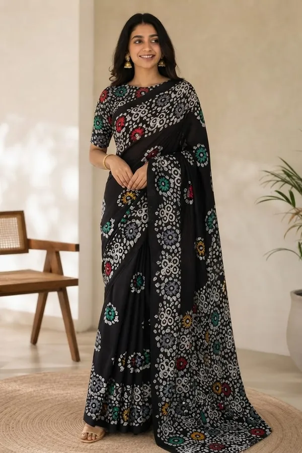 Black_and_White_Printed_Pure_Mul_Cotton_Saree_For_Women