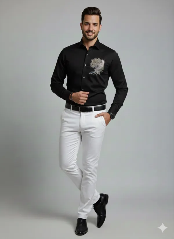Black_Cotton_Slim_Fit_Shirt_For_Men