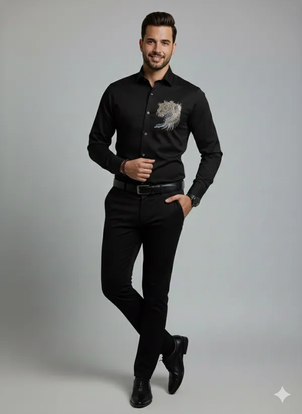 Black_Cotton_Slim_Fit_Shirt_For_Men