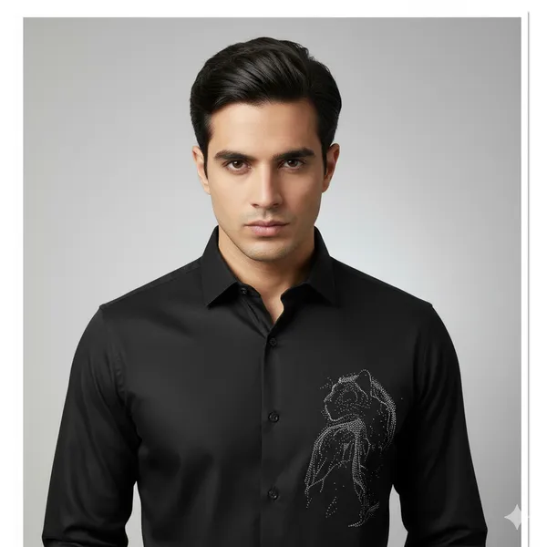 Black_&_White_Cotton_Tailored_Fit_Shirt_For_Men