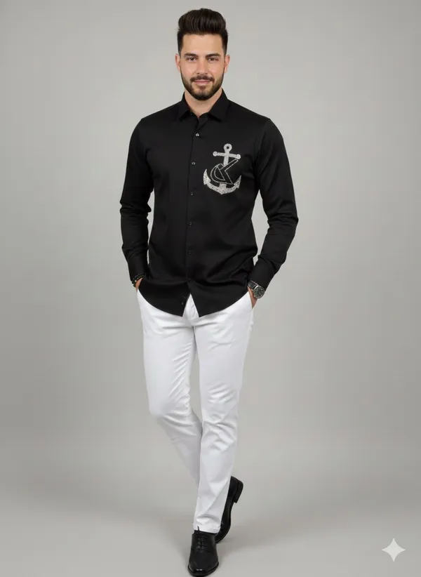 Black_Cotton_Slim_Fit_Shirt_For_Men