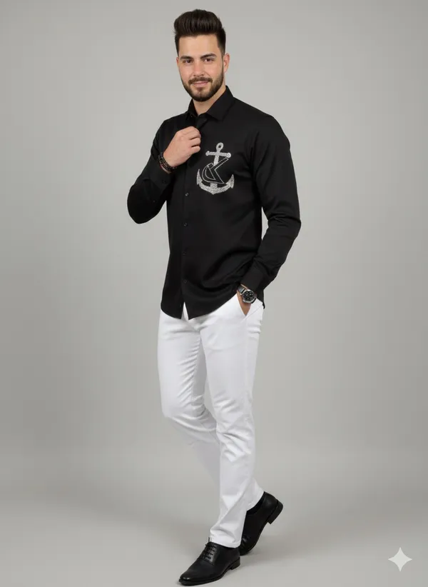 Black_Cotton_Slim_Fit_Shirt_For_Men