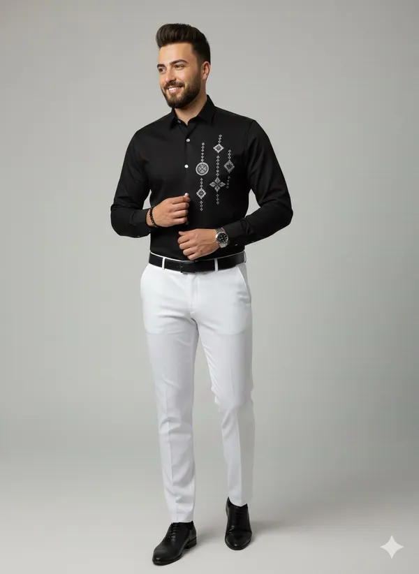 Black_Cotton_Slim_Fit_Shirt_For_Men