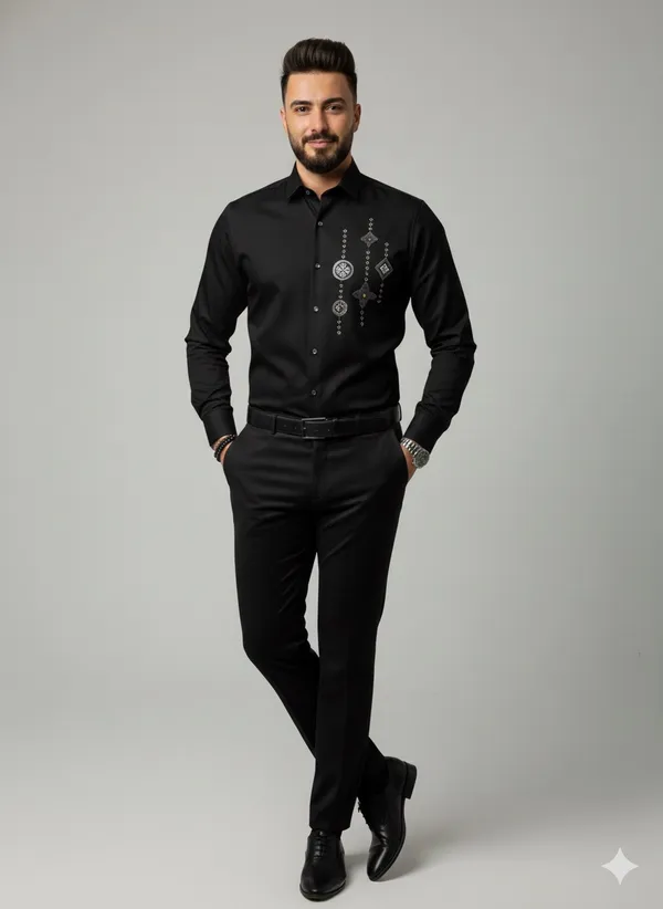 Black_Cotton_Slim_Fit_Shirt_For_Men