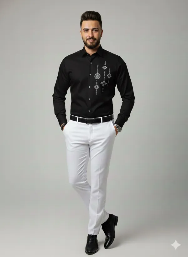 Black_Cotton_Slim_Fit_Shirt_For_Men