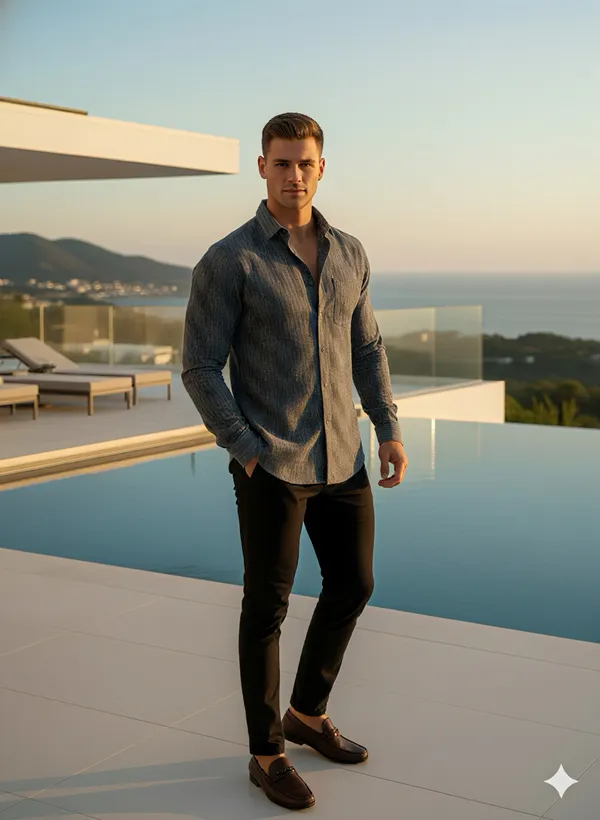KENTO_CLUB_Premium_Blue_Textured_Printed_Men’s_Shirt_|_Cotton_Blend_Stylish_Formal_&_Casual_Wear
