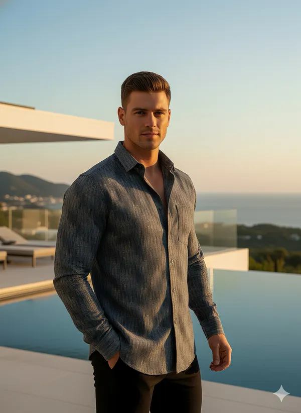 KENTO_CLUB_Premium_Blue_Textured_Printed_Men’s_Shirt_|_Cotton_Blend_Stylish_Formal_&_Casual_Wear