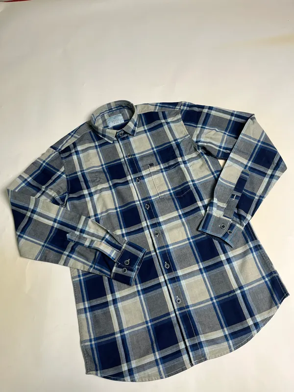 KENTO_CLUB_Premium_Blue_&_Grey_Checkered_Men’s_Shirt_|_Cotton_Blend_Plaid_Shirt_for_Casual_&_Office_Wear