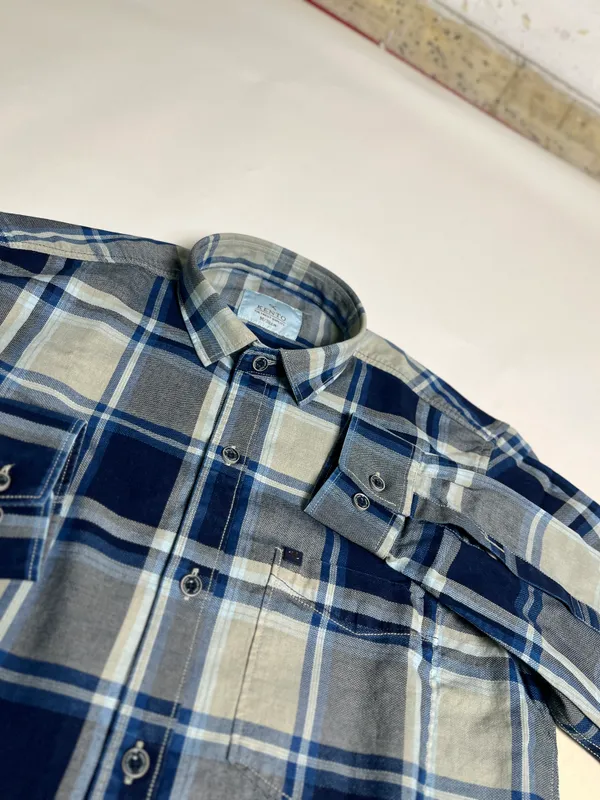 KENTO_CLUB_Premium_Blue_&_Grey_Checkered_Men’s_Shirt_|_Cotton_Blend_Plaid_Shirt_for_Casual_&_Office_Wear