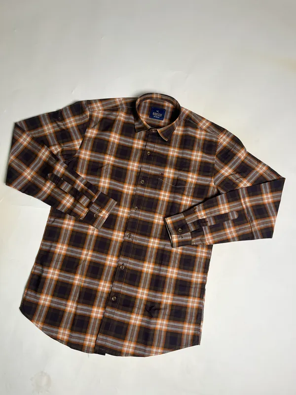 KENTO_CLUB_Premium_Brown_&_Orange_Checkered_Men’s_Shirt_|_Cotton_Blend_Plaid_Shirt_for_Casual_&_Office_Wear