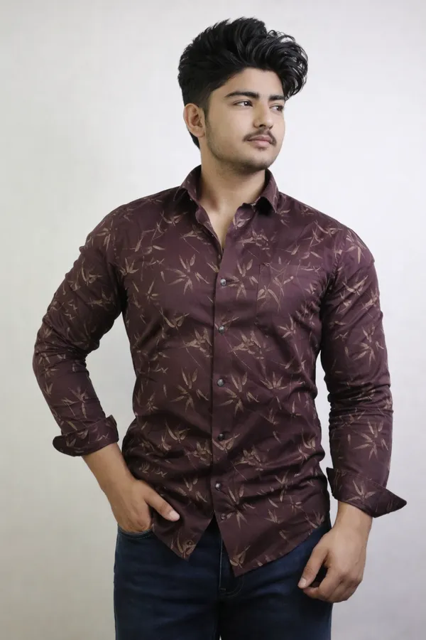 KENTO_CLUB_Premium_Maroon_Printed_Men’s_Shirt_|_Stylish_Leaf_Pattern_Casual_&_Party_Wear_Shirt