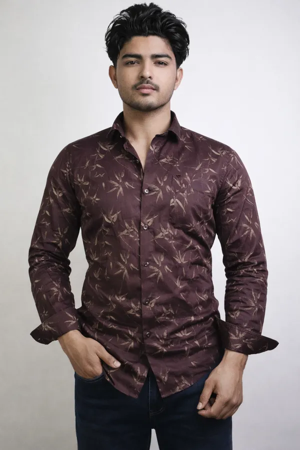 KENTO_CLUB_Premium_Maroon_Printed_Men’s_Shirt_|_Stylish_Leaf_Pattern_Casual_&_Party_Wear_Shirt