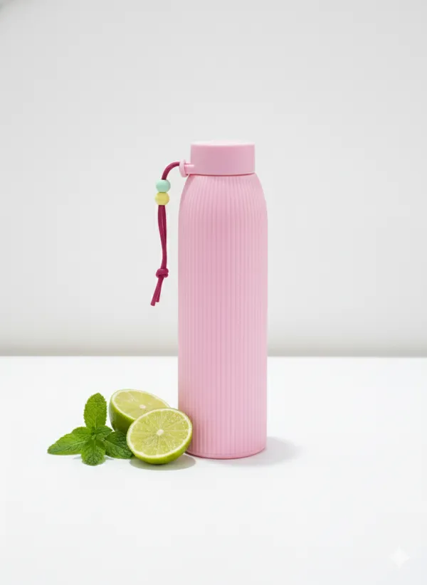 Pink_Glass_With_Silicon_Grip_Cute_Slick_Glass_Bottle_220_Ml_Pack_Of_2_For_Unisex