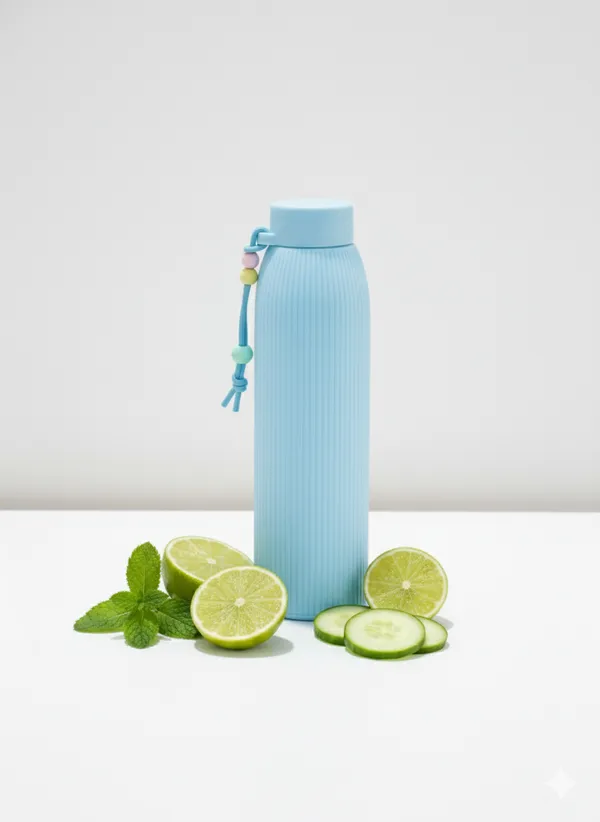 Sky_Blue_Glass_With_Silicon_Grip_Cute_Slick_Glass_Bottle_220_Ml_Pack_Of_2_For_Unisex