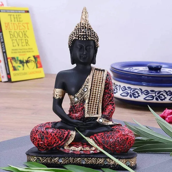 Elegant_Resin_Seated_Buddha_Statue,_Black_&_Red_with_Gold_Accents,_Meditating_Zen_Figurine_for_Home_Decor,_Gifting