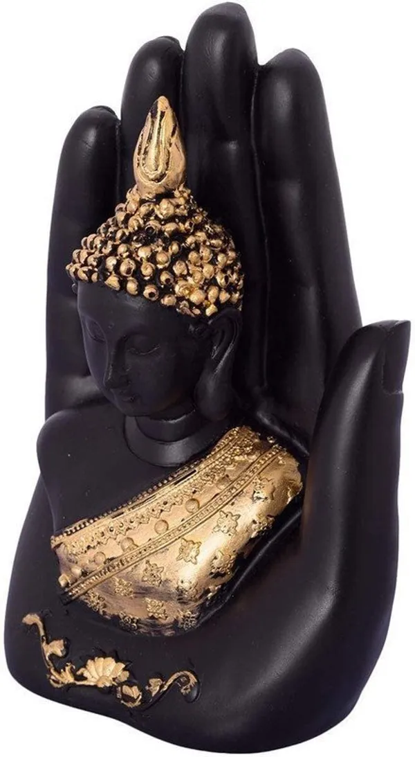 Hand-Crafted_Buddha_Hand_Mudra_Statue,_Black_&_Gold_Resin_Ornament,_Ideal_for_Home_Decor_and_Gifting