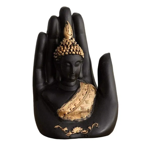 Hand-Crafted_Buddha_Hand_Mudra_Statue,_Black_&_Gold_Resin_Ornament,_Ideal_for_Home_Decor_and_Gifting