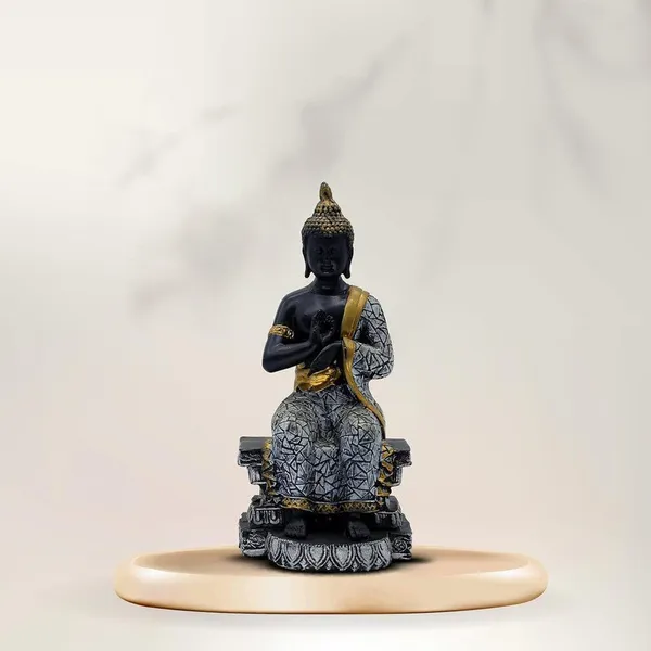 Buddha_Sculpture_Home_Decor,_Black_and_Gold_Mosaic_Design,_26.7_cm_x_12.7_cm,Resin_Mindfulness_Figurine_in_Black_&_Gold,_Meditation_Statue_for_Living_Room,_Desk_&_Spiritual_Gift