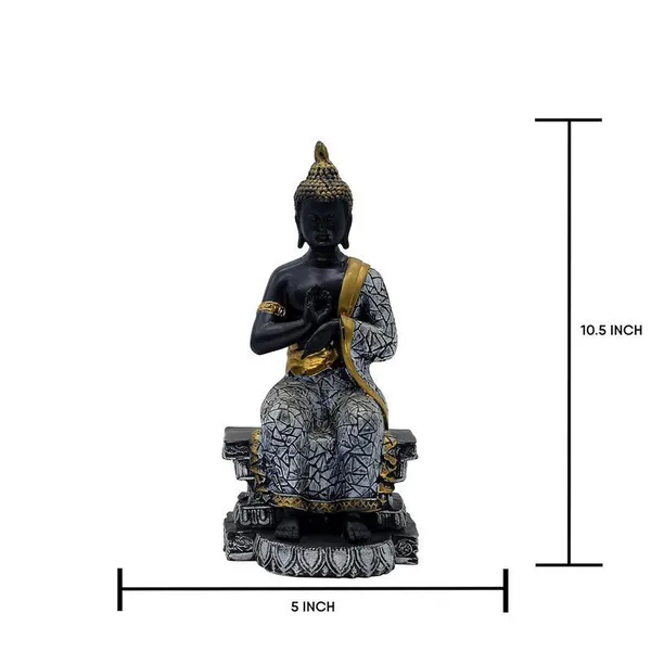 Buddha_Sculpture_Home_Decor,_Black_and_Gold_Mosaic_Design,_26.7_cm_x_12.7_cm,Resin_Mindfulness_Figurine_in_Black_&_Gold,_Meditation_Statue_for_Living_Room,_Desk_&_Spiritual_Gift