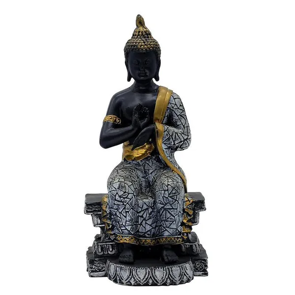 Buddha_Sculpture_Home_Decor,_Black_and_Gold_Mosaic_Design,_26.7_cm_x_12.7_cm,Resin_Mindfulness_Figurine_in_Black_&_Gold,_Meditation_Statue_for_Living_Room,_Desk_&_Spiritual_Gift