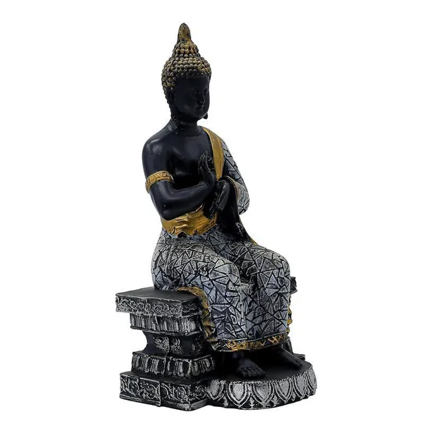 Buddha_Sculpture_Home_Decor,_Black_and_Gold_Mosaic_Design,_26.7_cm_x_12.7_cm,Resin_Mindfulness_Figurine_in_Black_&_Gold,_Meditation_Statue_for_Living_Room,_Desk_&_Spiritual_Gift