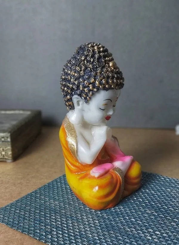 Handicrafts_Baby_Buddha_Showpiece_Resin_&_Sandalwood_Monk_Figurine_for_Home_&_Living_Room_decor,_Perfect_Gift_for_Family_&_Friends_(12X10X18cm,_Orange)