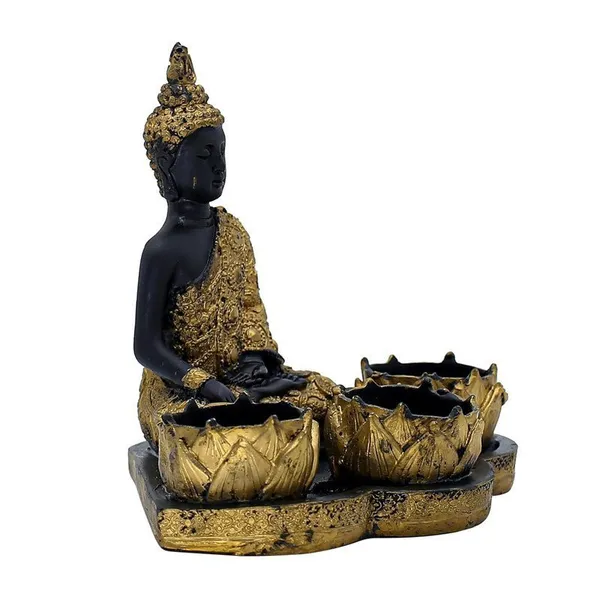 Resin_Buddha_Head_Candle_Holder_with_3_Lotus_Tealight_Stands_Black_&_Gold_Decorative_Showpiece_for_Home,_Altar_&_Spiritual_Gifting