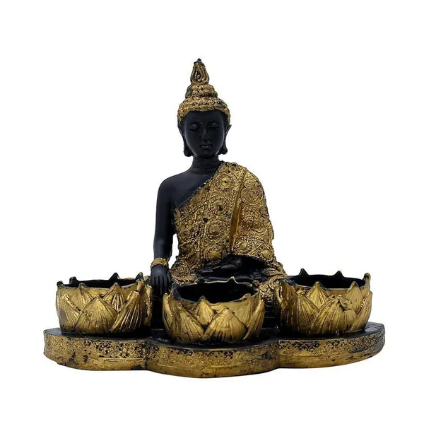 Resin_Buddha_Head_Candle_Holder_with_3_Lotus_Tealight_Stands_Black_&_Gold_Decorative_Showpiece_for_Home,_Altar_&_Spiritual_Gifting