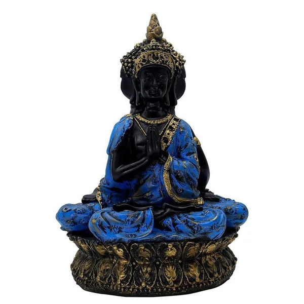 Buddha_Statue_Meditation_Figurine,_Black_and_Blue_Resin,_34_cm_x_25.4_cm,_Gold-Accented_Lotus_Base