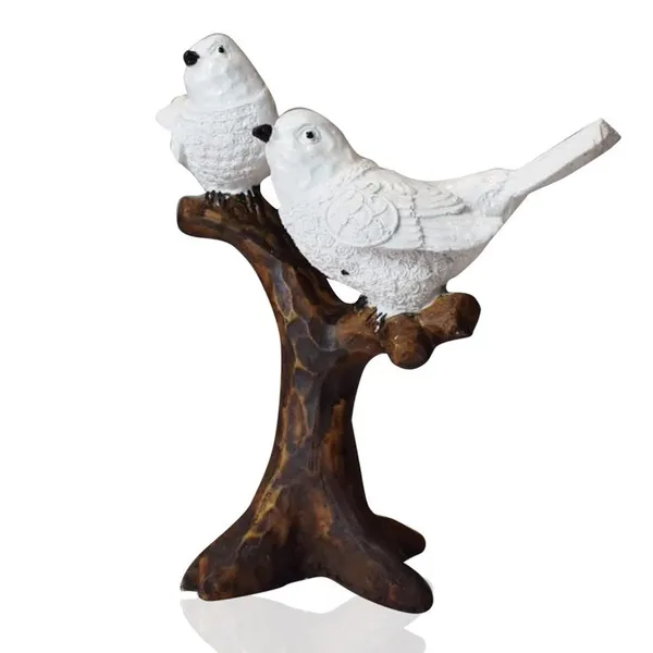 White_Resin_Birds_Perched_on_Branch_Sculpture_-_Nature_Lover_Gift,_Shelf_Decor